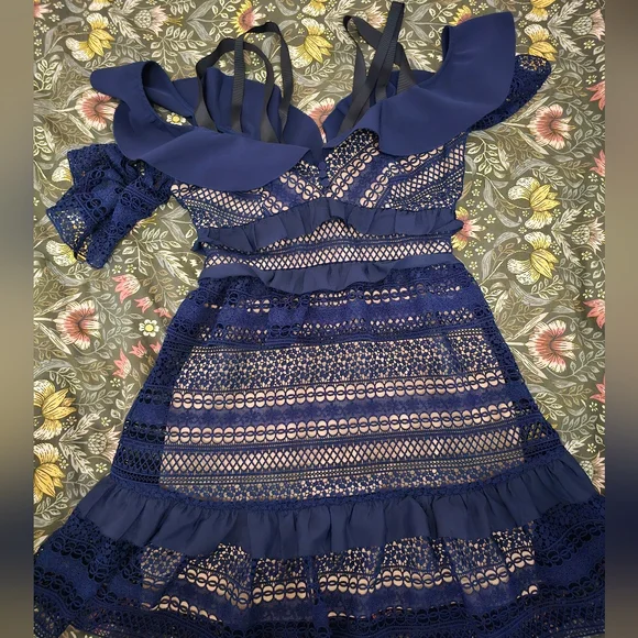 Self-portrait Navy Blue Mini Dress - Picture 8 of 12